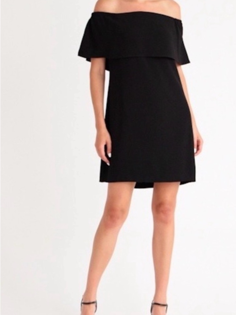 Charles Henry Black Off-Shoulder Mini Dress